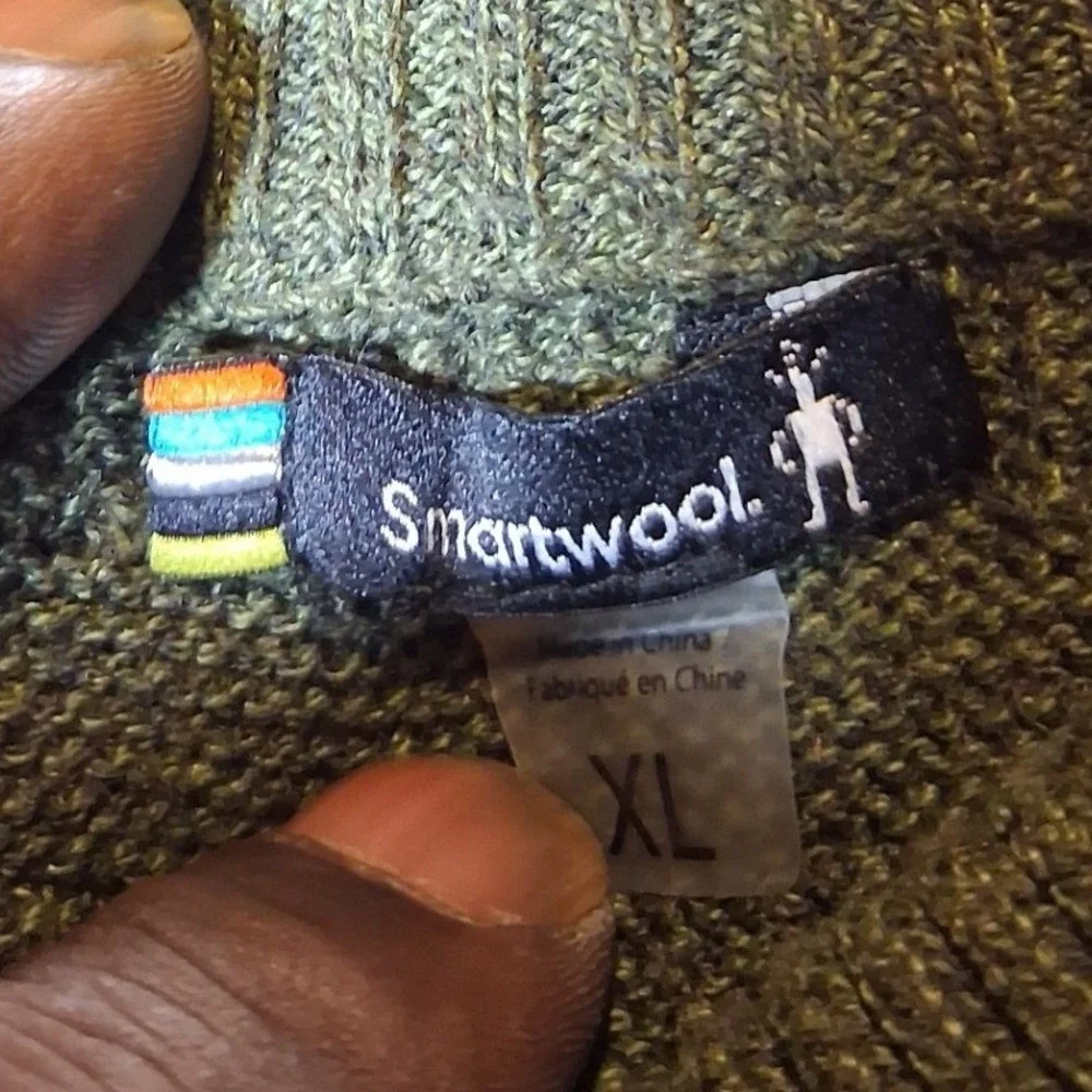 Smartwool Ripple Ridge Mens XL Wool Blend Quarter Zip Pullover Sweater Stripe
